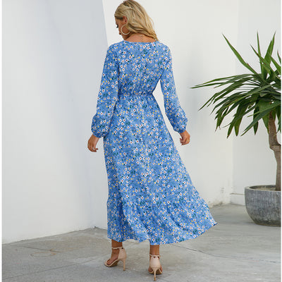 Chiffon maxi dress with floral print for women