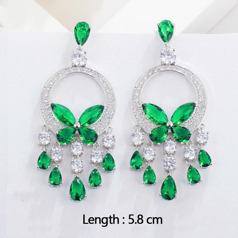 Green crystal drop earrings for women – ARIANA