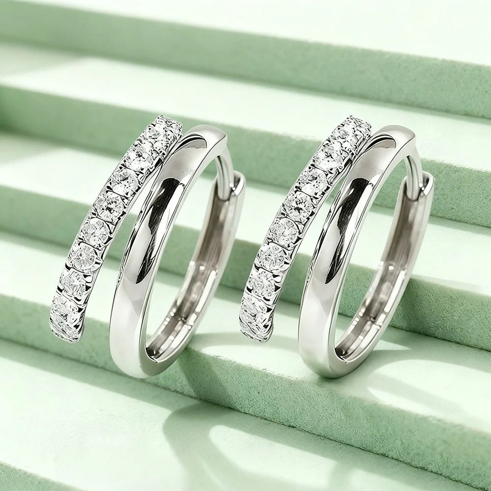 18K gold-plated hoop earrings with moissanite for women