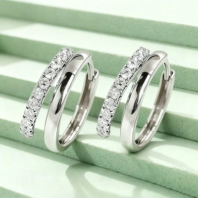 18K gold-plated hoop earrings with moissanite for women