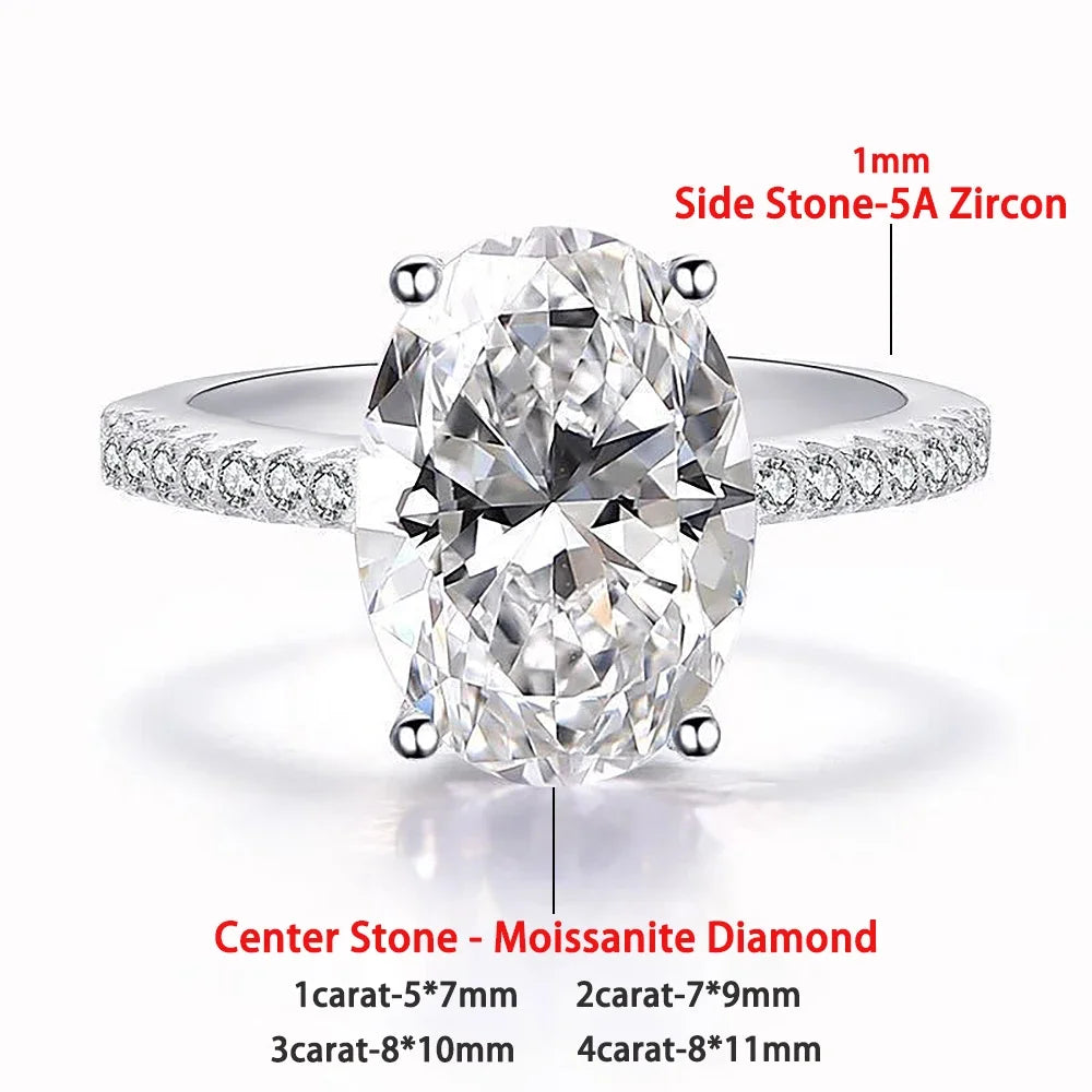 Oval moissanite halo ring in 925 silver for women – ARIANA