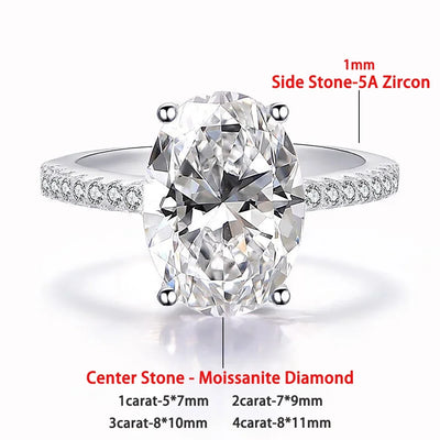 Oval moissanite halo ring in 925 silver for women – ARIANA