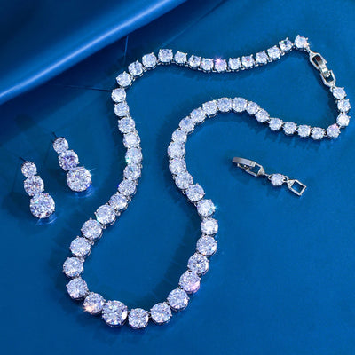 Tennis-style jewelry set with cubic zirconia for women