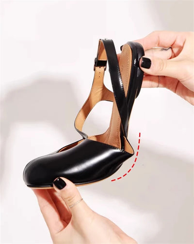Patent leather flats with split toe for women