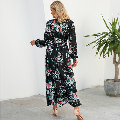 Chiffon maxi dress with floral print for women