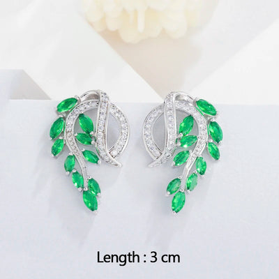 Drop earrings with green cubic zirconia for women