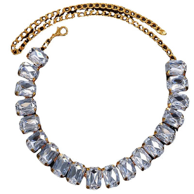 18K gold-plated crystal chain necklace for women