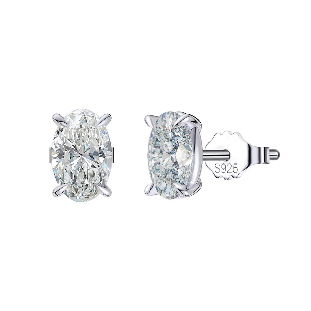 Oval moissanite stud earrings in 925 silver for women – ARIANA