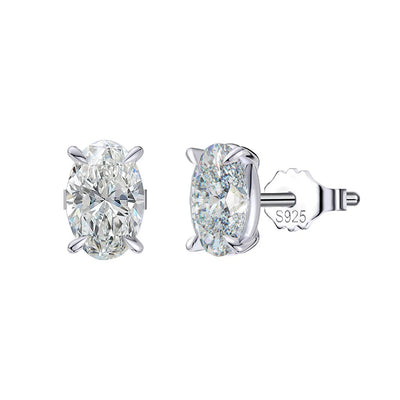 Oval moissanite stud earrings in 925 silver for women – ARIANA