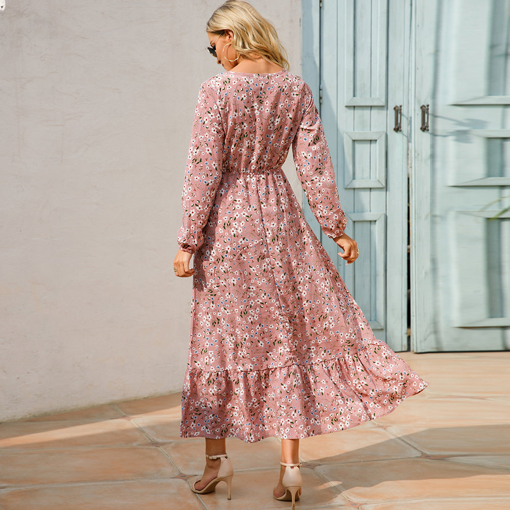 Chiffon maxi dress with floral print for women