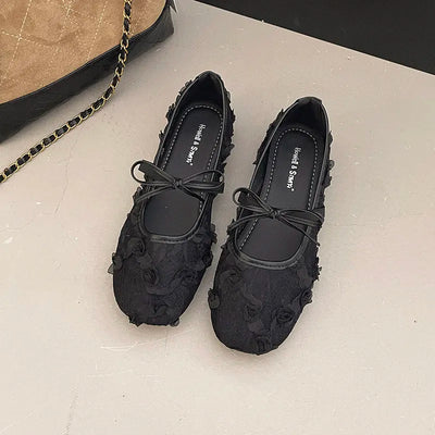 Lace floral Mary Jane flats for women – ARIANA