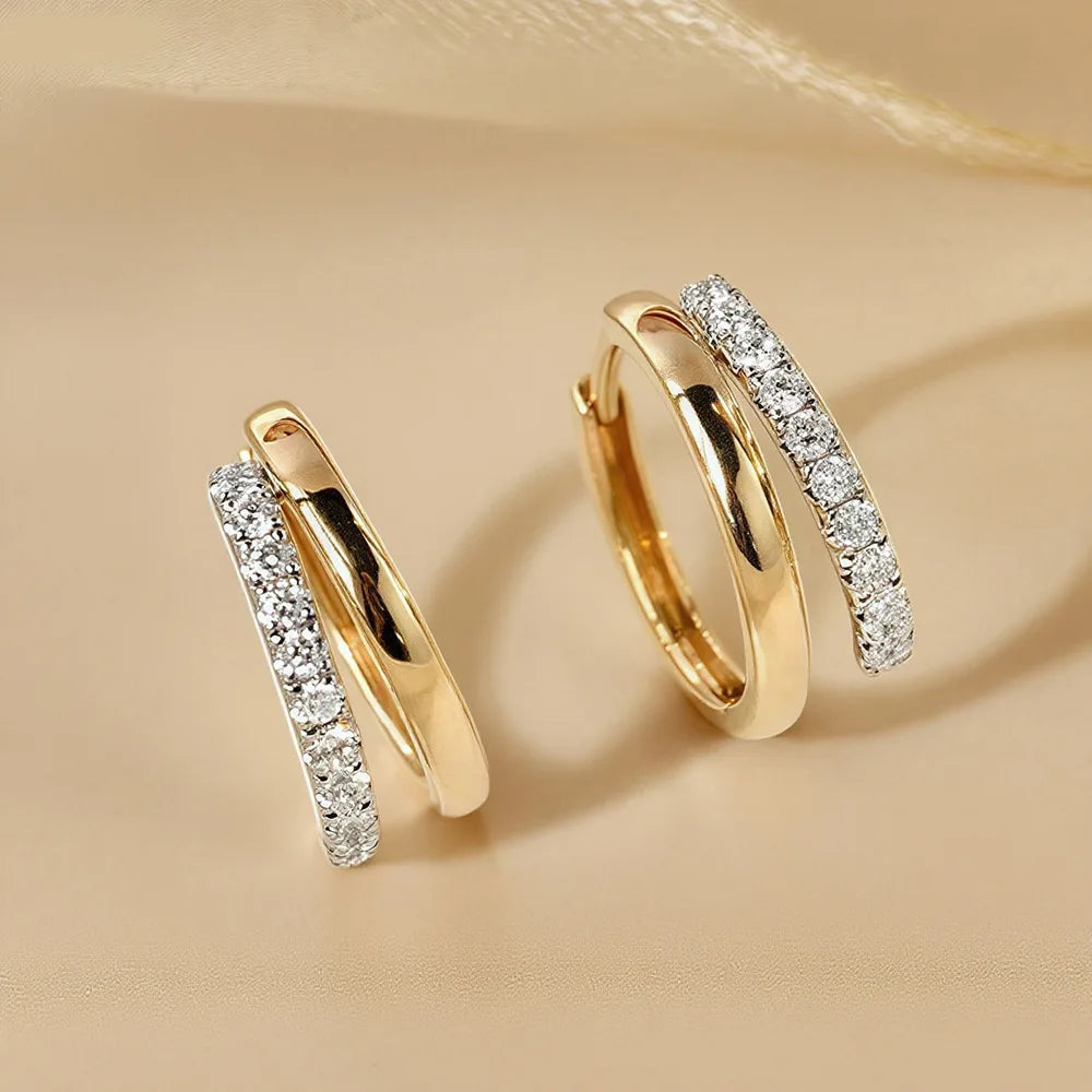 18K gold-plated hoop earrings with moissanite for women