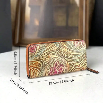 Carved zip-around long wallet for women – ARIANA
