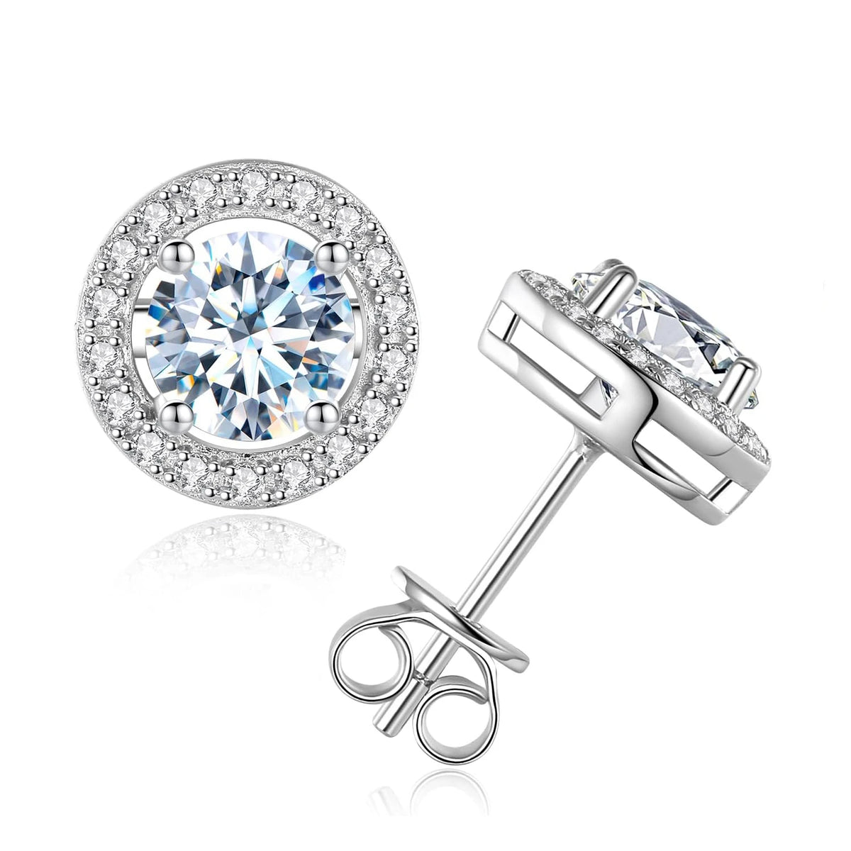 Stud earrings with teal moissanite for women