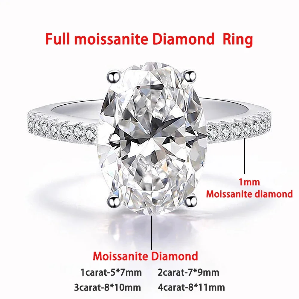 925 silver halo ring with oval moissanite for women