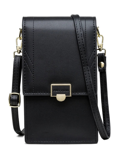 Phone shoulder bag with buckle closure for women