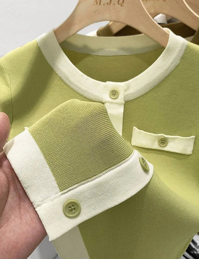 Color-block knit pullover top for women – ARIANA