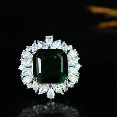 Sapphire ring in Art Deco design for women