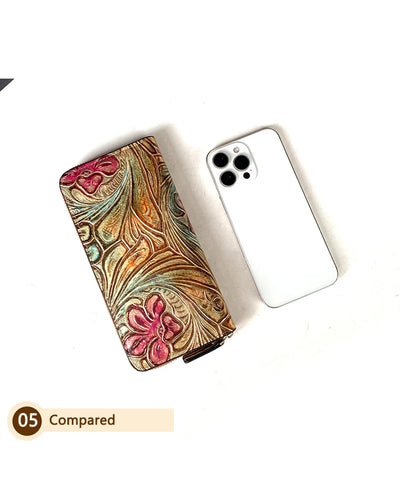 Carved zip-around long wallet for women – ARIANA