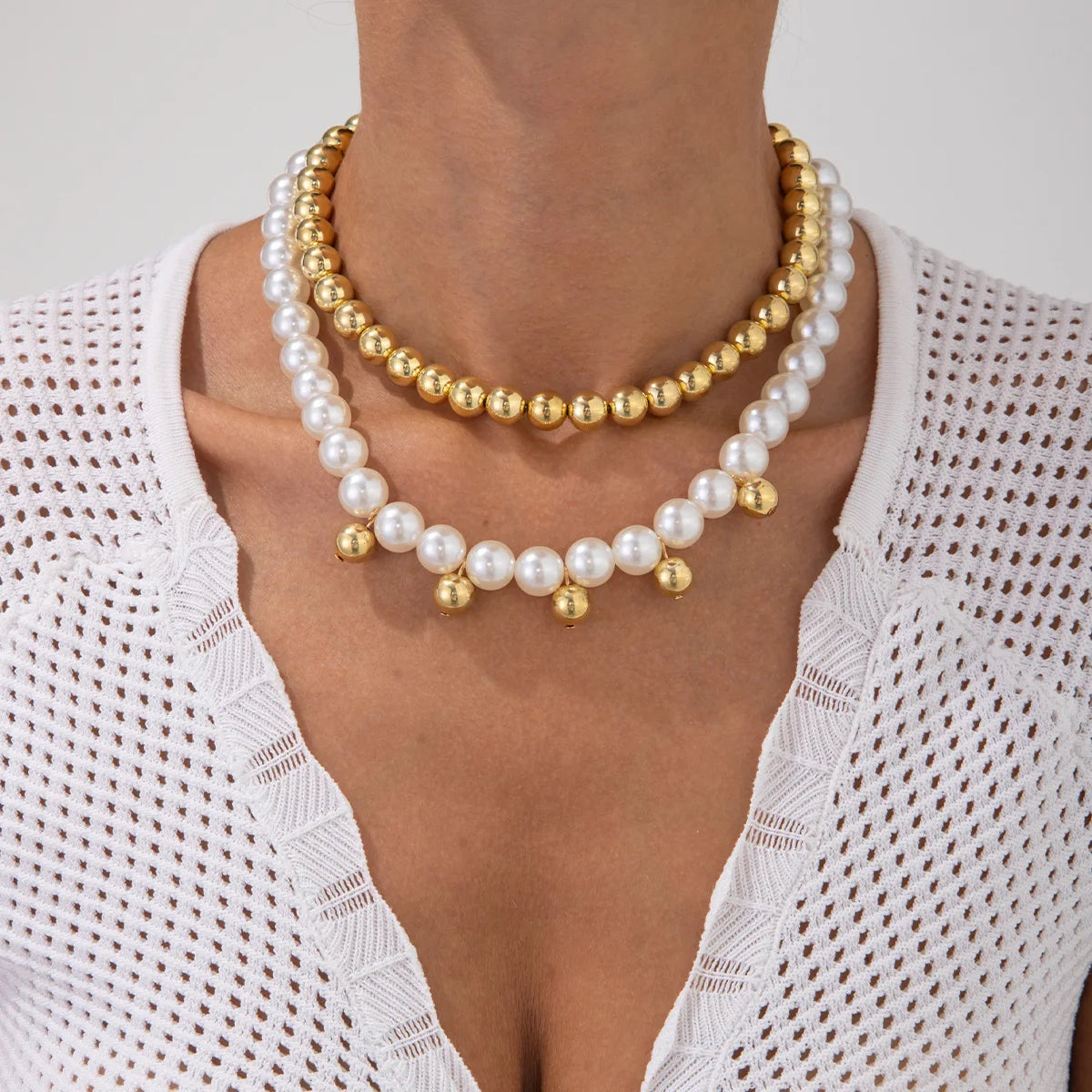 Layered faux-pearl pendant necklace for women – ARIANA