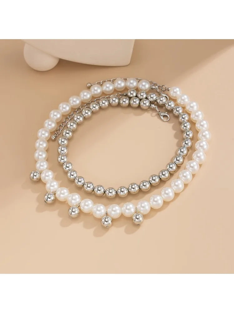 Layered faux-pearl pendant necklace for women – ARIANA
