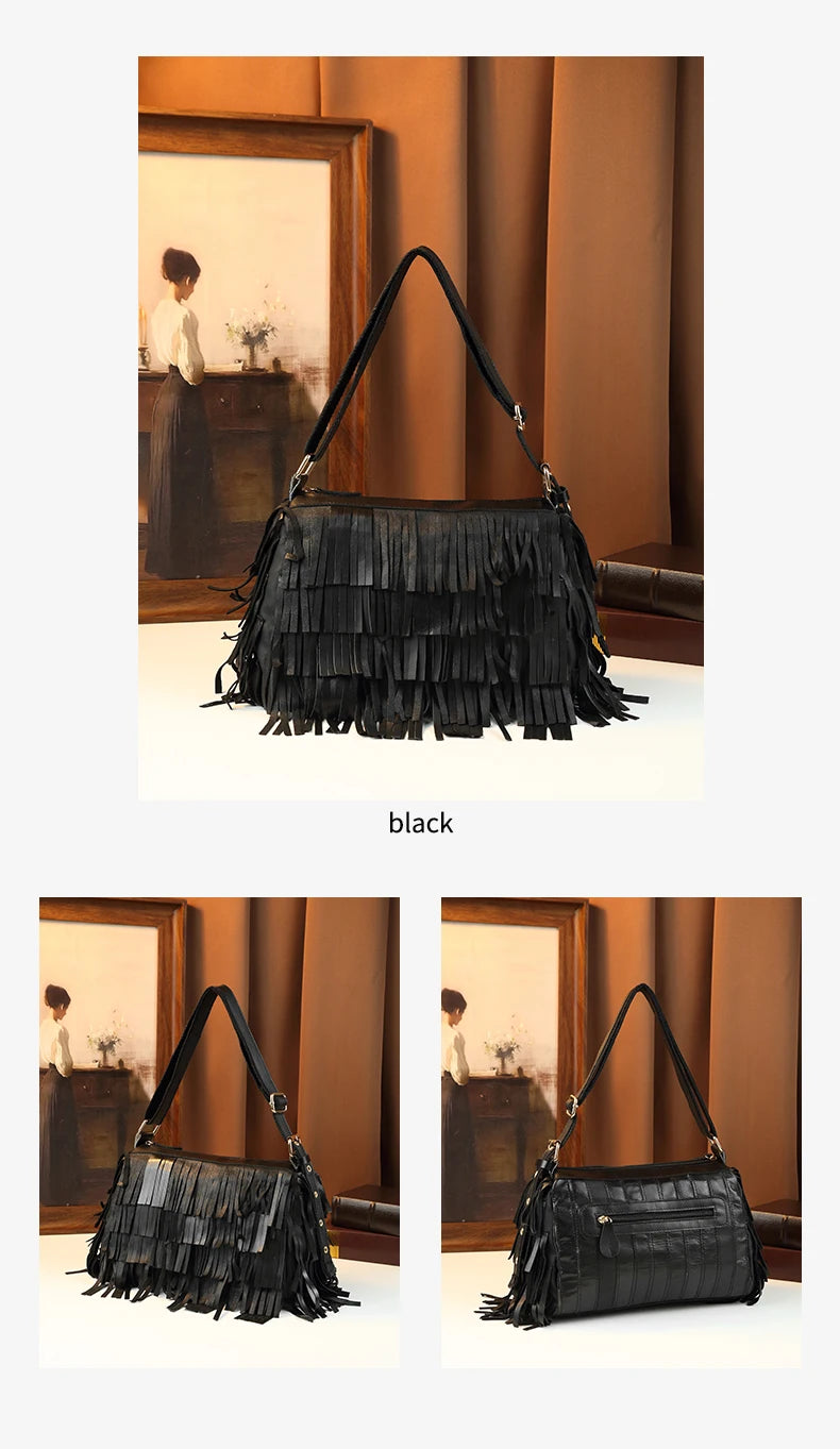 Hobo bag with rainbow fringe detail for women