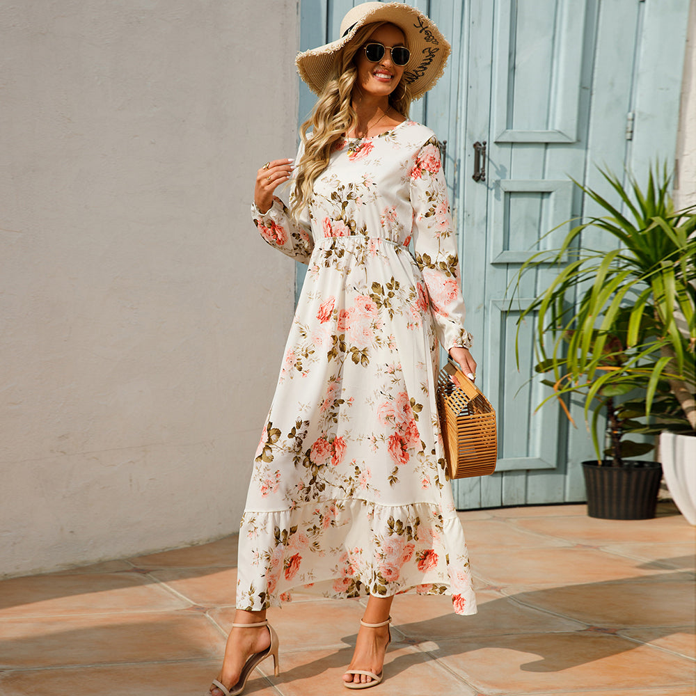 Chiffon maxi dress with floral print for women