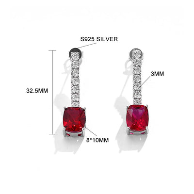 S925 silver dangle earrings with emerald and ruby for women
