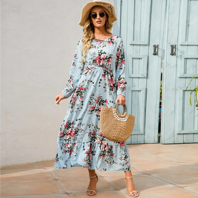 Bohemian floral maxi dress in chiffon for women – ARIANA