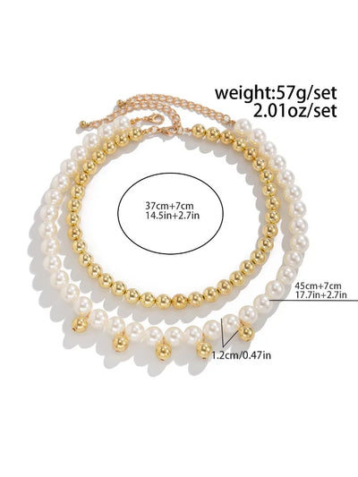Faux-pearl pendant necklace, double layer, for women