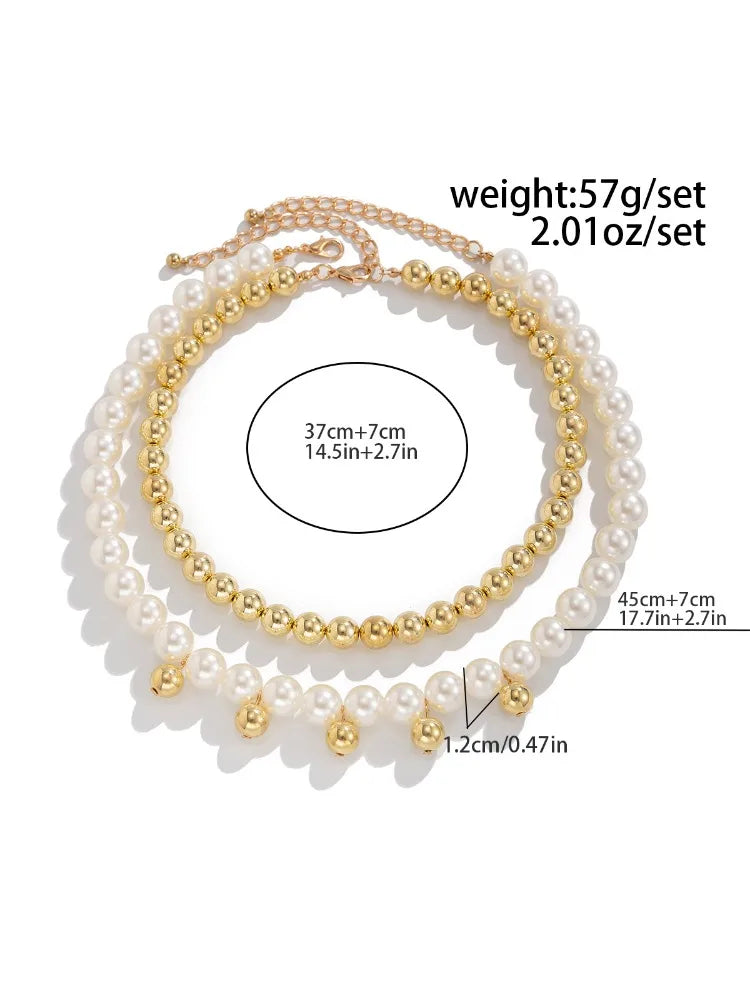 Faux-pearl pendant necklace, double layer, for women