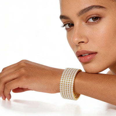 14K gold-filled tennis bracelet with moissanite for women