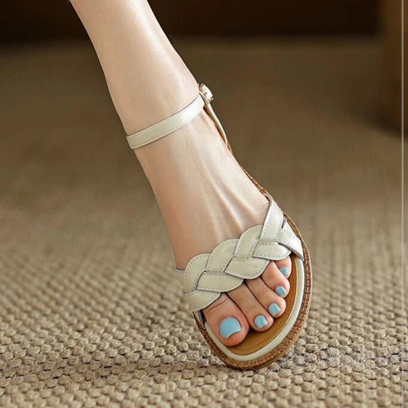 Braided Roman flat sandals for women – ARIANA