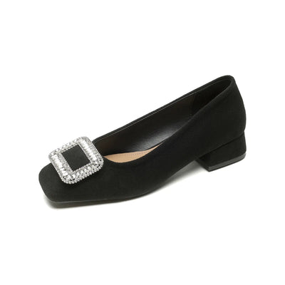 Block heel pumps in velvet for women