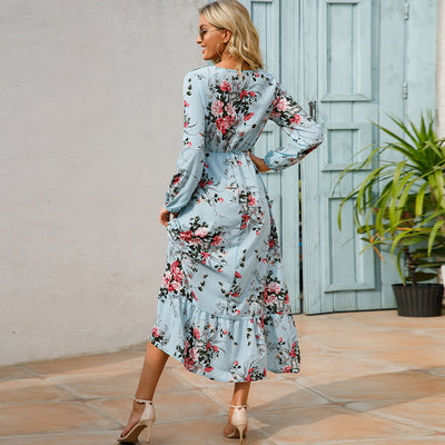 Chiffon maxi dress with floral print for women