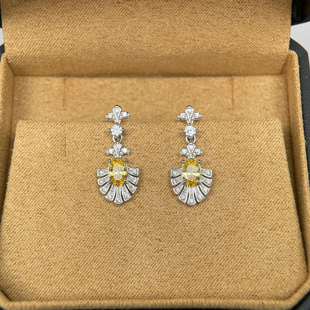 S925 silver stud earrings with diamond-simulant stones for women