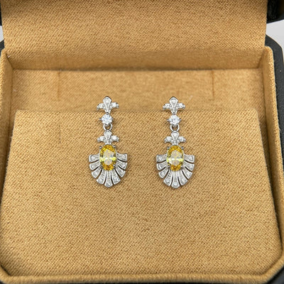 S925 silver stud earrings with diamond-simulant stones for women