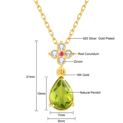 18k gold pendant necklace with natural peridot for women