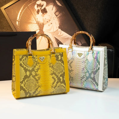 Snake print bamboo-handle tote for women – ARIANA
