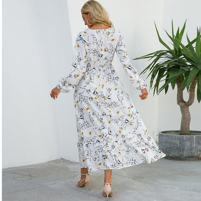 Chiffon maxi dress with floral print for women