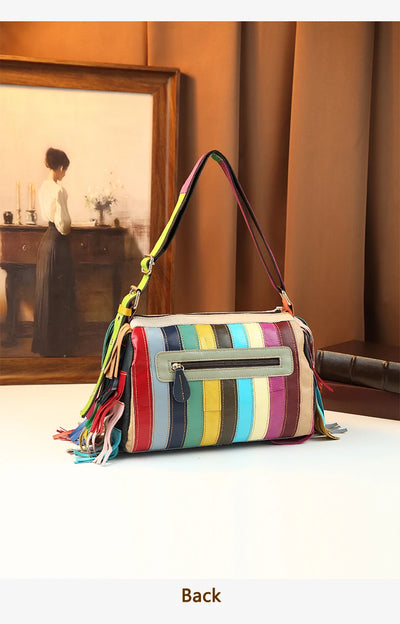 Hobo bag with rainbow fringe detail for women
