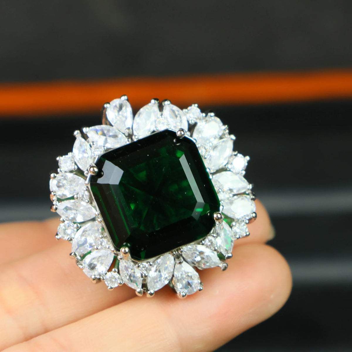 Sapphire ring in Art Deco design for women