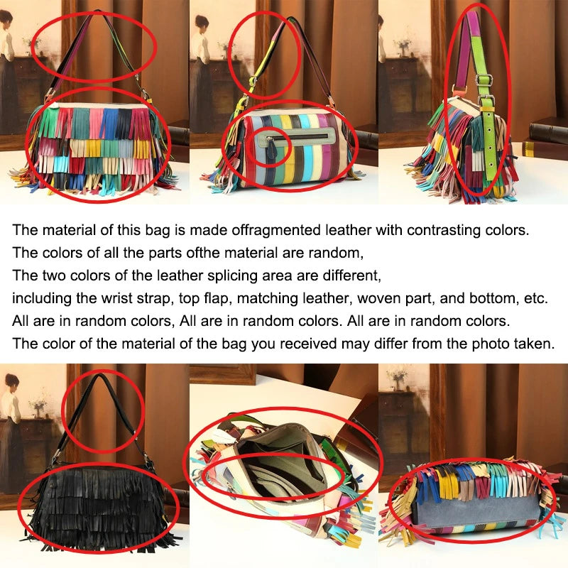 Rainbow fringe hobo bag for women – ARIANA