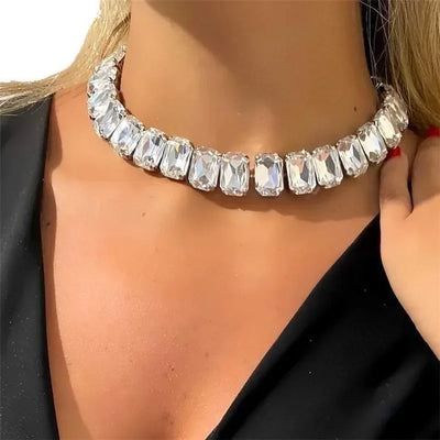 Crystal clavicle chain necklace, 18K gold-plated, for women – ARIANA