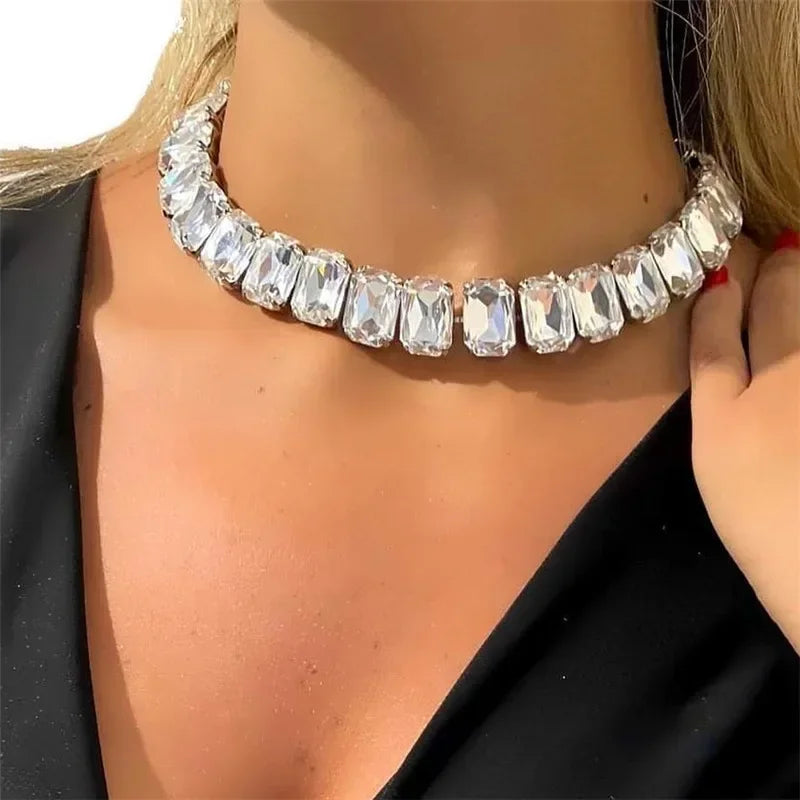 Crystal clavicle chain necklace, 18K gold-plated, for women – ARIANA