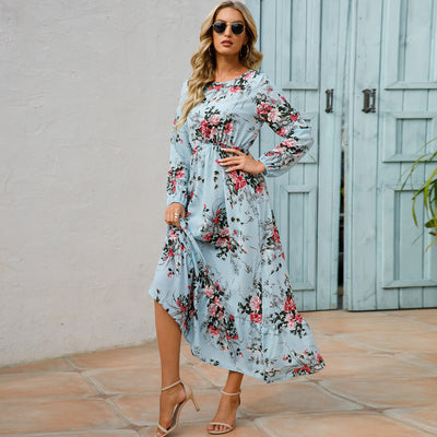 Chiffon maxi dress with floral print for women