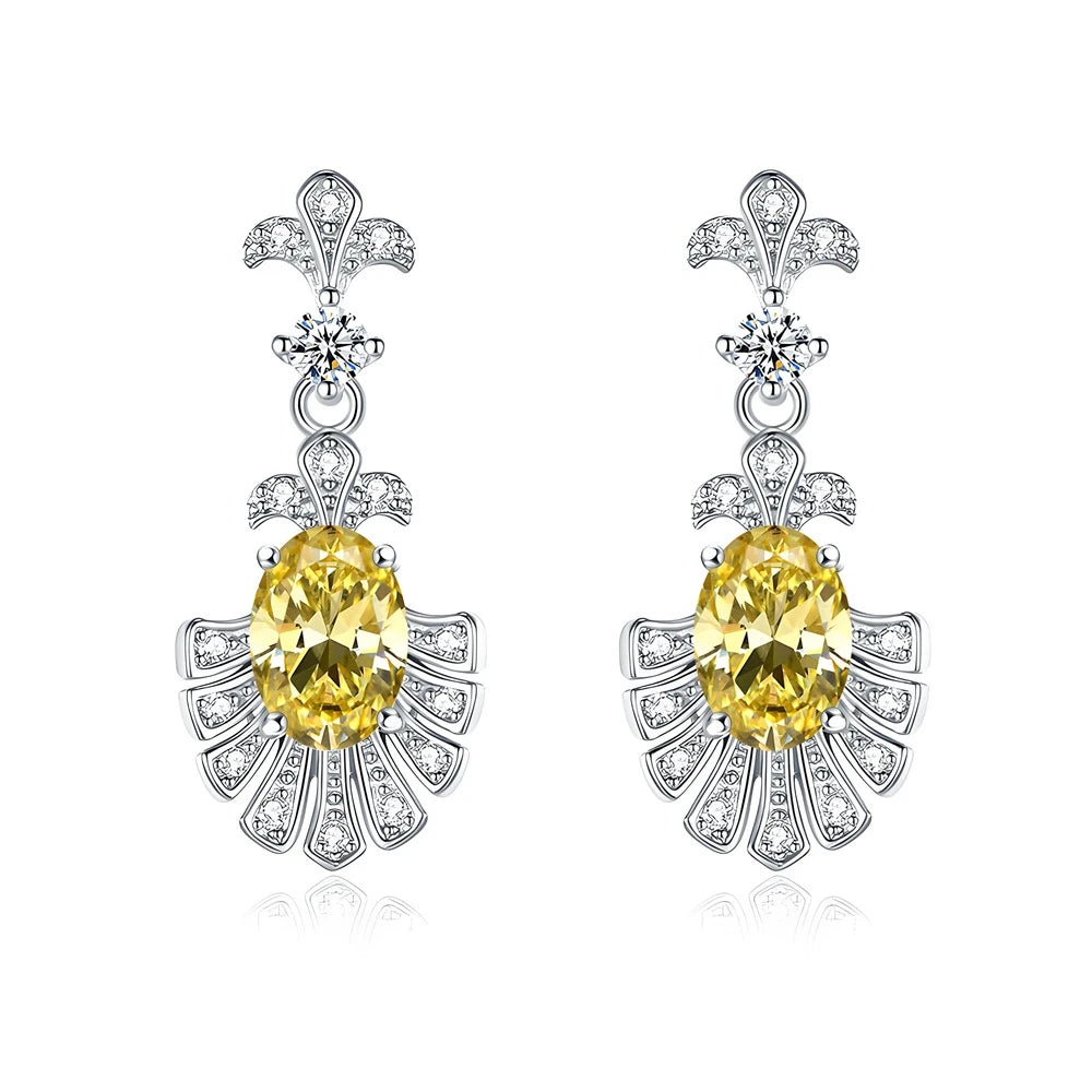 S925 silver stud earrings with diamond-simulant stones for women