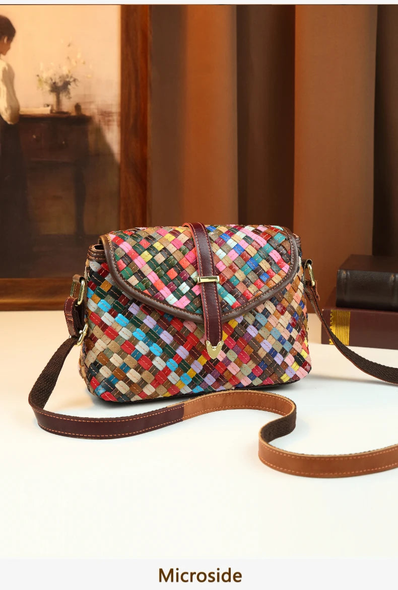 Crossbody bag, handwoven, bohemian style, for women