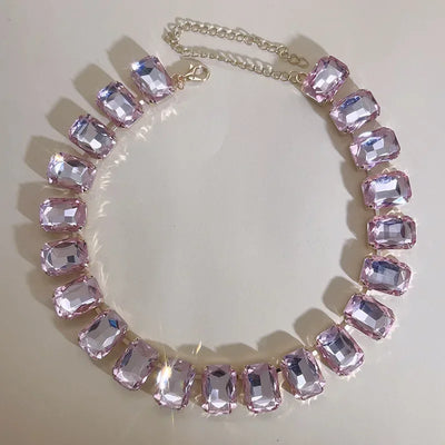 18K gold-plated crystal chain necklace for women