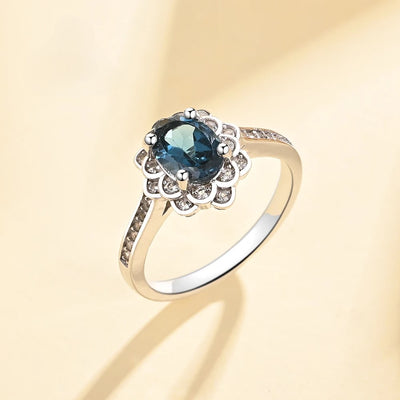 Natural London blue topaz oval ring in 925 silver for women – ARIANA